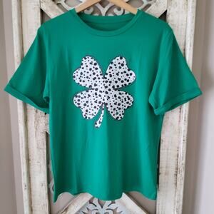 Women's Short Sleeve St Patrick's Day Shamrock Four Leaf Clover Graphic T-Shirt